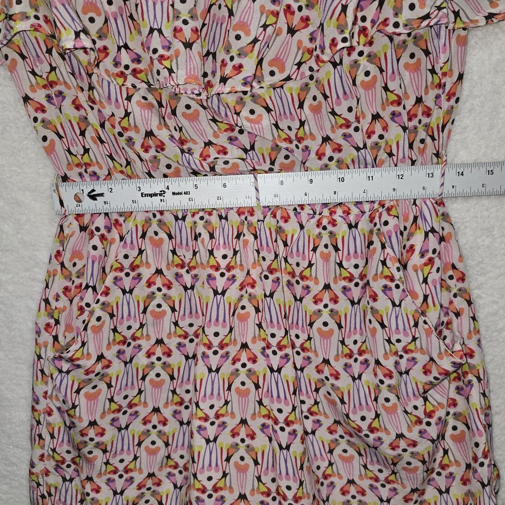CHARLIE JADE Womens Size Small Strapless 100% Silk Colorful Romper Jumper Shorts - Picture 8 of 11